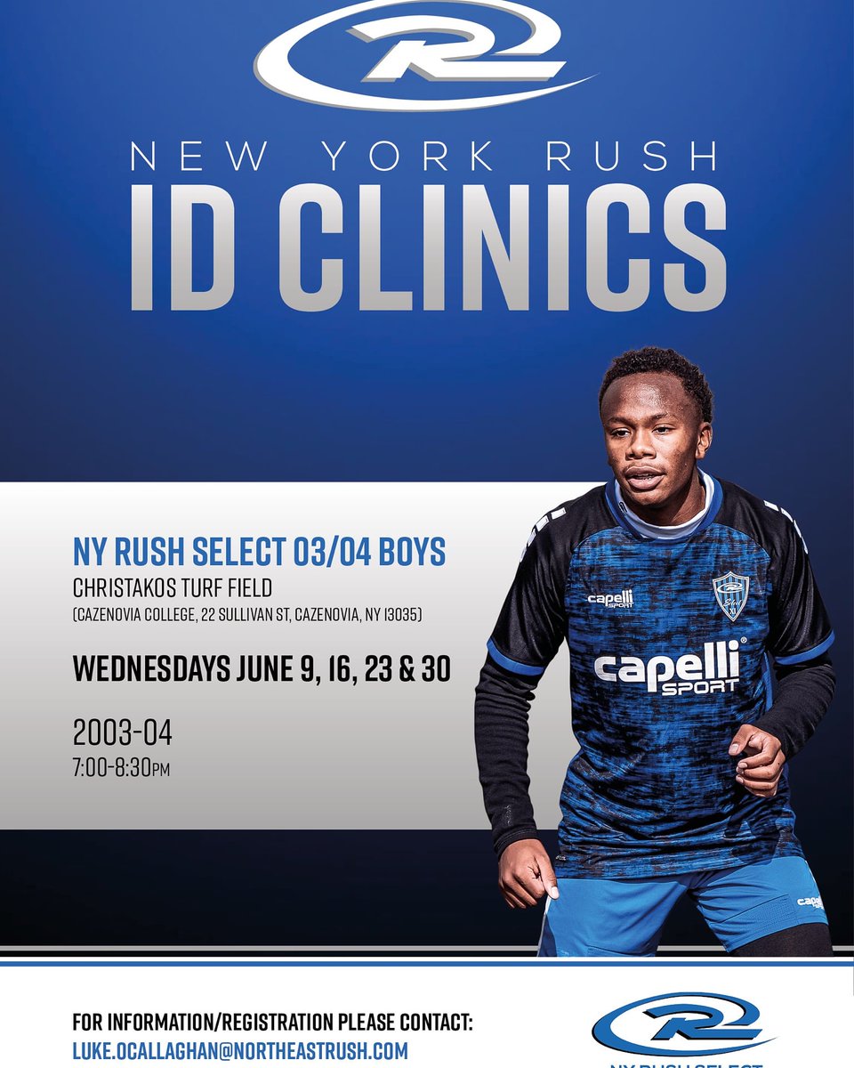 🚨 ID Clinics 🚨

Come and see what Rush is about!!

#NortheastRush #NewYorkRush #nyrushselect
