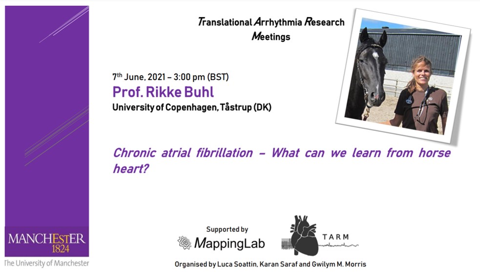 Luca Soattin (@lsoattin) on Twitter photo #TARM talk at <a href="/DCVS_UoM/">Division of Cardiovascular Sciences</a> - Monday 7th of June -
Prof Rikke Buhl will speak about #AF in #Horses!
Contact me to attend the talk
<a href="/Dr_GwilymMorris/">Gwilym Morris</a> <a href="/MappingLab_EP/">MappingLab</a> <a href="/arnelasaljic/">Arnela Saljic</a> <a href="/stefansattler/">Stefan Sattler</a> @ThomasJesperse6 <a href="/DalgasSarah/">Sarah Dalgas Nissen</a> <a href="/hesselkilde/">Eva Melis Hesselkilde</a> <a href="/li_yatong/">Yatong Li</a> #cardiotwitter #arrhythmias #athletes #TARM talk at <a href="/DCVS_UoM/">Division of Cardiovascular Sciences</a> - Monday 7th of June -
Prof Rikke Buhl will speak about #AF in #Horses!
Contact me to attend the talk
<a href="/Dr_GwilymMorris/">Gwilym Morris</a> <a href="/MappingLab_EP/">MappingLab</a> <a href="/arnelasaljic/">Arnela Saljic</a> <a href="/stefansattler/">Stefan Sattler</a> @ThomasJesperse6 <a href="/DalgasSarah/">Sarah Dalgas Nissen</a> <a href="/hesselkilde/">Eva Melis Hesselkilde</a> <a href="/li_yatong/">Yatong Li</a> #cardiotwitter #arrhythmias #athletes