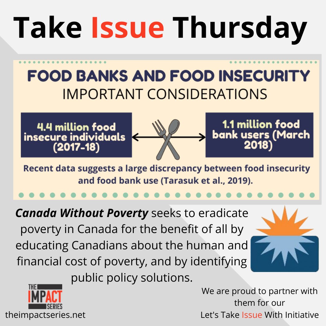 iACTseries's tweet photo. Into month 2 of our #LetsTakeIssueWith initiative. Thank you @CWP_CSP for your amazing work in seeking to eradicate poverty and food insecurity across Canada.
.
.
.
#TheImpactSeries #Poverty #FoodInsecurity #SocialJustice #CanadaWithoutPoverty https://t.co/M7nNC1ZxUK