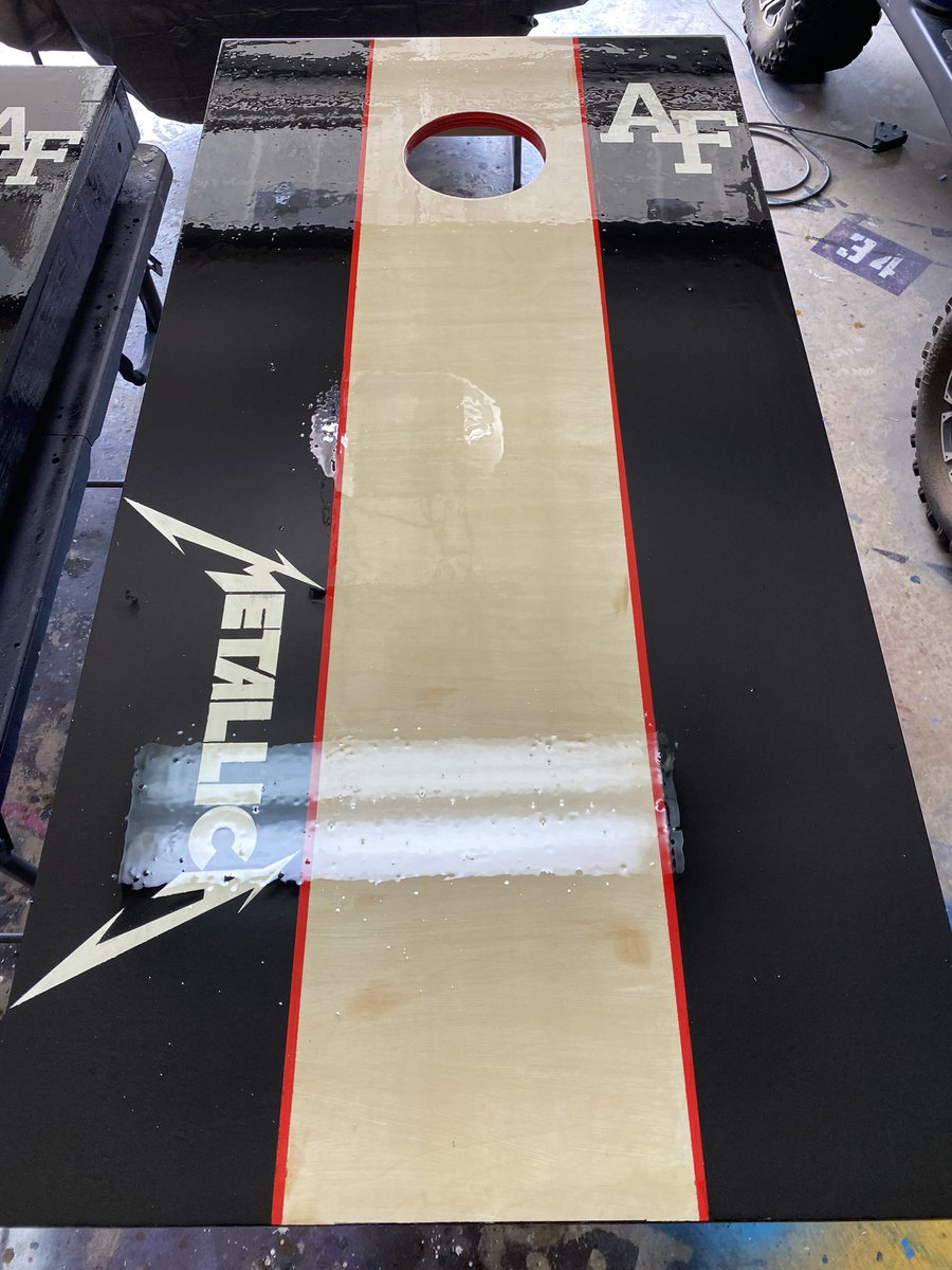 Brother-in-law’s Cornhole Boards are done! Hopefully he will get to enjoy them while he is stationed overseas. <a href="/Metallica/">Metallica</a> <a href="/AlannaSproles/">Alanna Espinosa Sproles</a> #cornhole