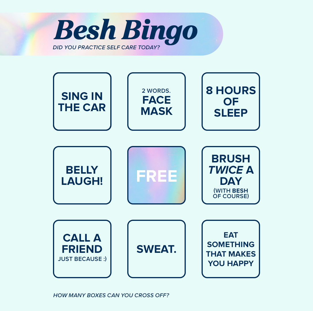 BeshLabs's tweet image. Midweek update to take good care of yourself! Share your bingo answers with me✨