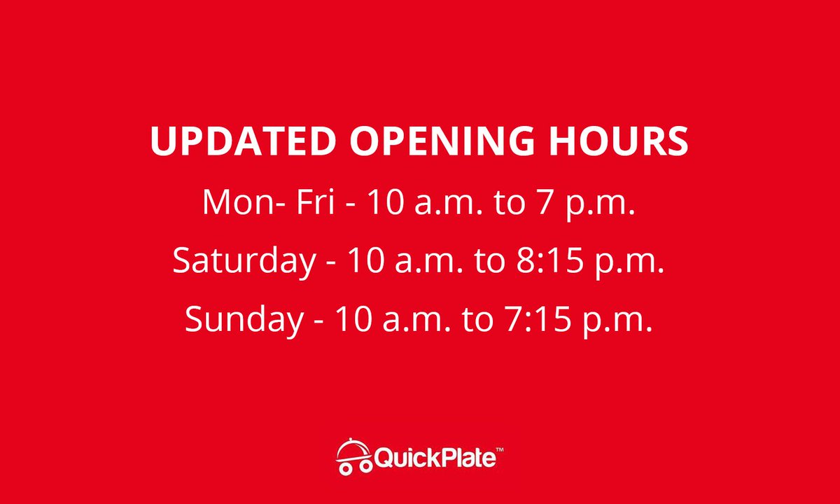 quickcartja's tweet photo. Our opening hours have now been adjusted, due to the recently announced changes to the curfew. #QuickPlate #QuickPlateDelivery https://t.co/bvVgq9YOwm
