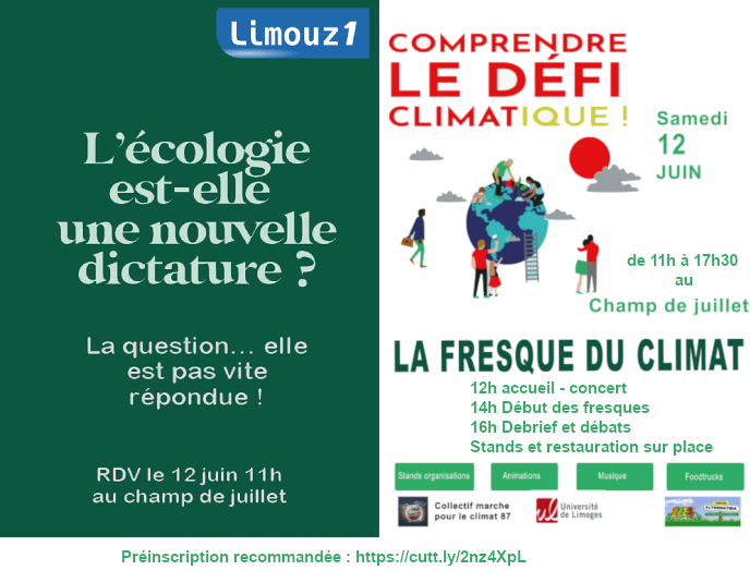 Climat87's tweet photo. Alors @Europe1 , vous venez nous voir le 12 juin à Limoges et on en parle, avec les citoyens, les élus et les candidats aux élections ?

@FresqueDuClimat 

#Climat #climaction https://t.co/UNOXpG6TBx