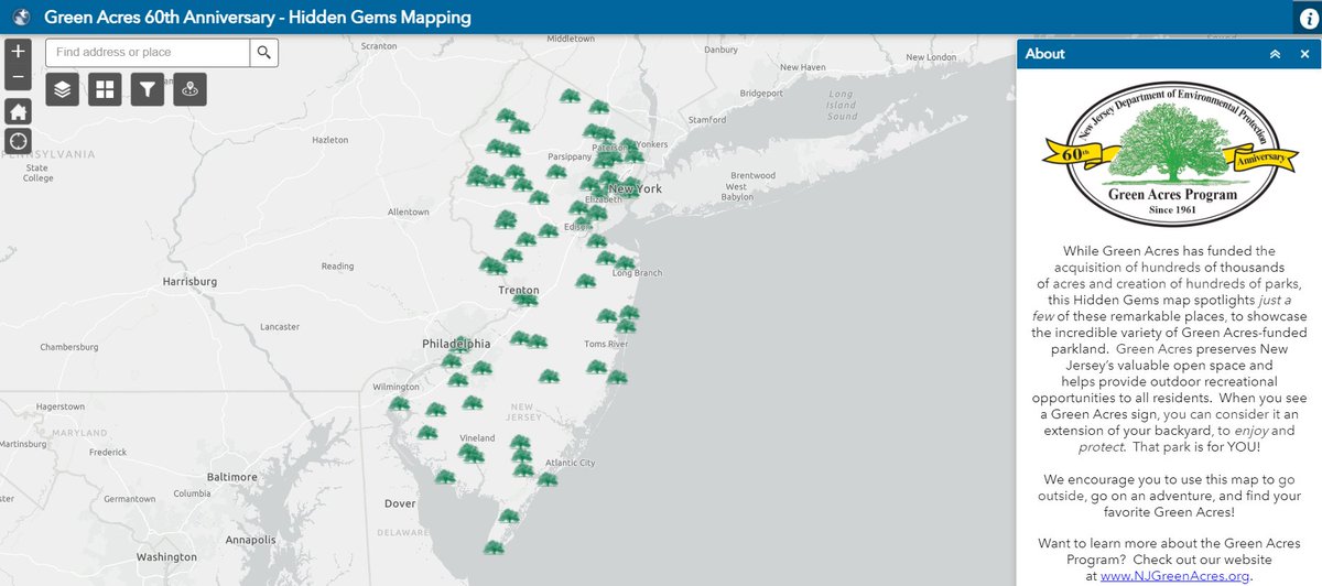 NewJerseyDEP's tweet photo. Green Acres areas are the Hidden Gems of New Jersey.

💎 Now, you can find your favorite Hidden Gem through the NEW Green Acres story map at https://t.co/5zynbZnvFP

🗺️ Use this map to go outside and find your next Green Acres adventure! https://t.co/ZJOHuHoWLL