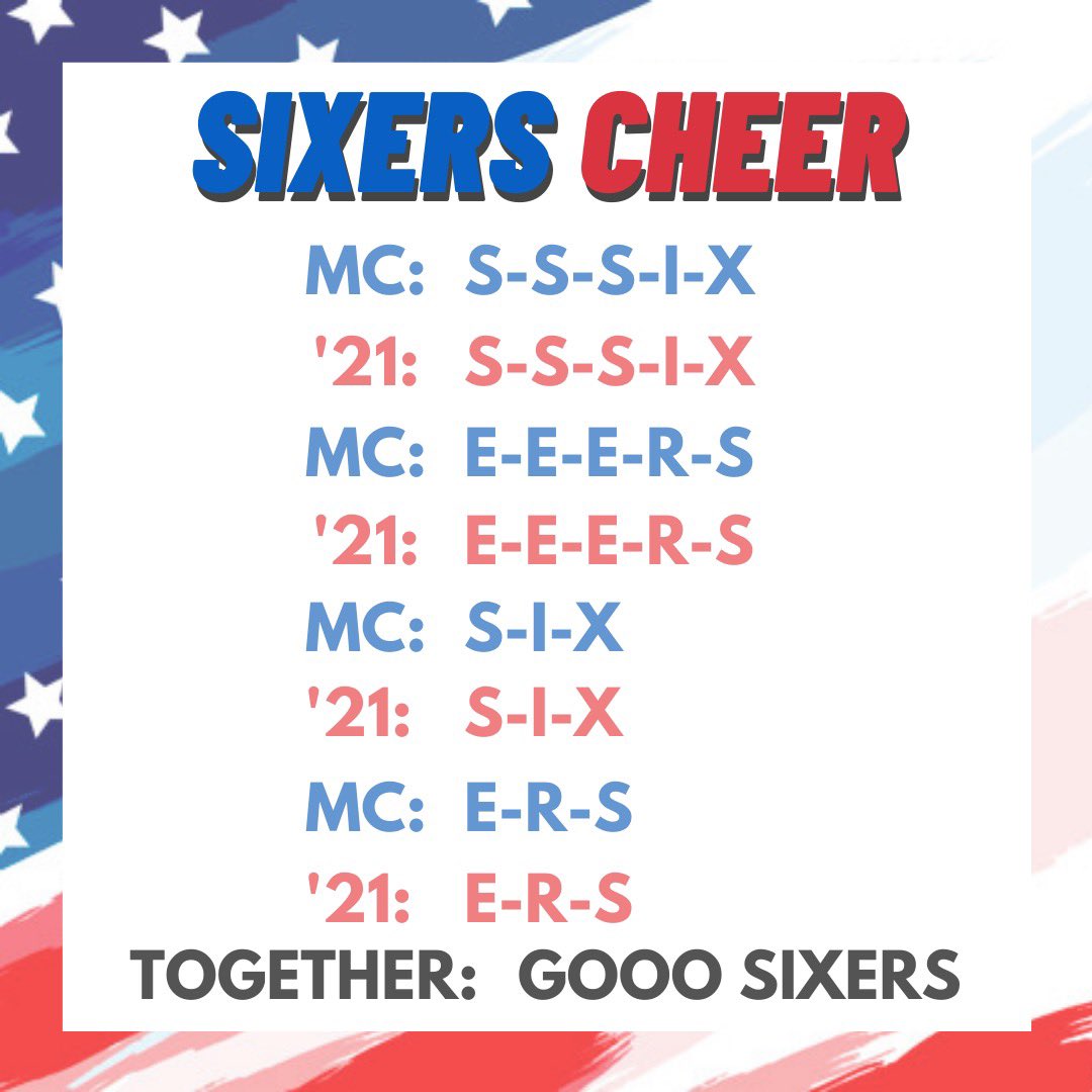 ihsco2021's tweet photo. T-minus 1 day until graduation! As we start the countdown for this momentous event, refresh your memories on the Sixers Cheer! It’ll be featured in the ceremony so get ready to unleash your senior pride and spirit for a final time! 🇺🇸 https://t.co/Ze0VXDnQzg