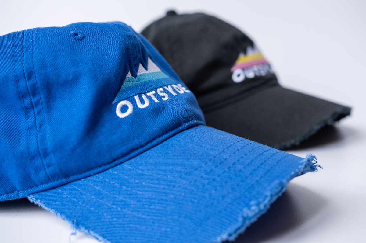 outsyde_'s tweet photo. Black and True blue alpenglow hats, organic cotton hats, slide enclosures and hand distressed details. The front embroidery inspired by seasonal alpenglow experienced on our many trips to the rockies. https://t.co/fJkfC8ceTn https://t.co/6mKsdlA2uB