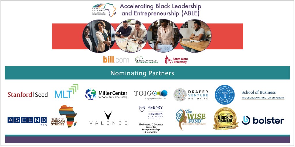 leaveyexeced's tweet photo. We are helping the @AfricanDNetwork nominate Black entrepreneurs to participate in Accelerating Black Leadership and Entrepreneurship (ABLE), a new program designed to support small businesses and nonprofits. Apply @ https://t.co/jMdDrJiq6W https://t.co/nCtMAK52Xb