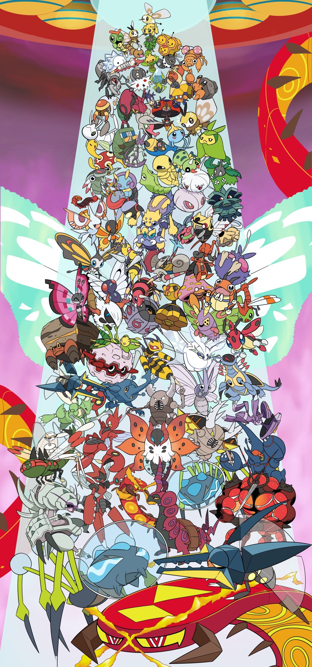 ｑちゃん バラマスター 虫ポケモン全員集合 種類豊富なむしタイプ 一番小さいのはアブリー バチュルの0 1m 一番大きいのはキョダイマルヤクデの75m その差はなんと750倍 全てのタイプ の中でたかさの倍率が一番大きいのはこのむしタイプなん