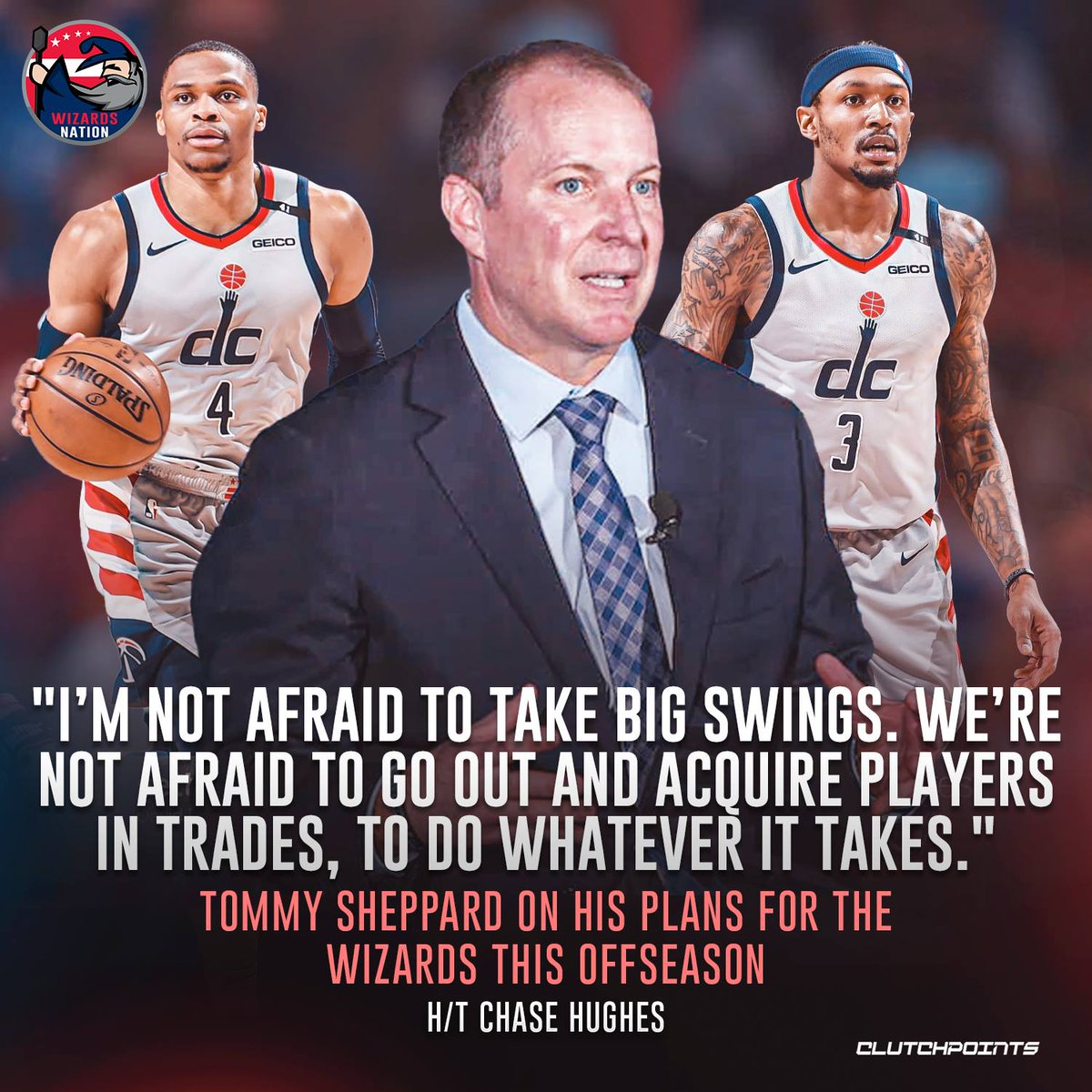 WizardsNationCP's tweet photo. Tommy Sheppard and the Wizards will have a very interesting summer as they look to make big improvements for the squad's future 👀 https://t.co/ljyJL223lp
