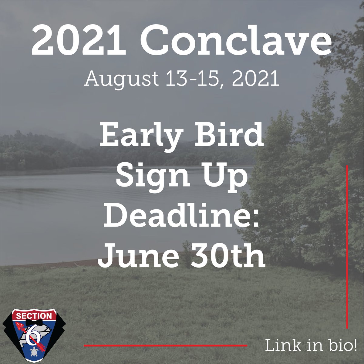 The 2021 SR-6 Conclave will be from August 13-15! Early Bird Registration ends at the end of June, so sign up here! You can even order a Friday night dinner when you register! forms.tentaroo.com/view.php?id=70…