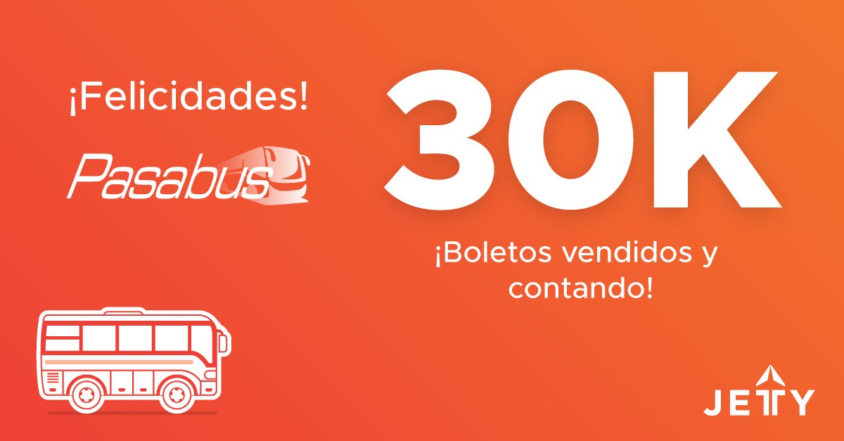 Estamos muy contentos de presumirles los 30,000 viajes de Pasabus Pasabus. 🥳🥳🥳 Nuestro primer cliente en usar #TecnologíaJetty para mejorar su servicio de transporte. ¡felicidades!