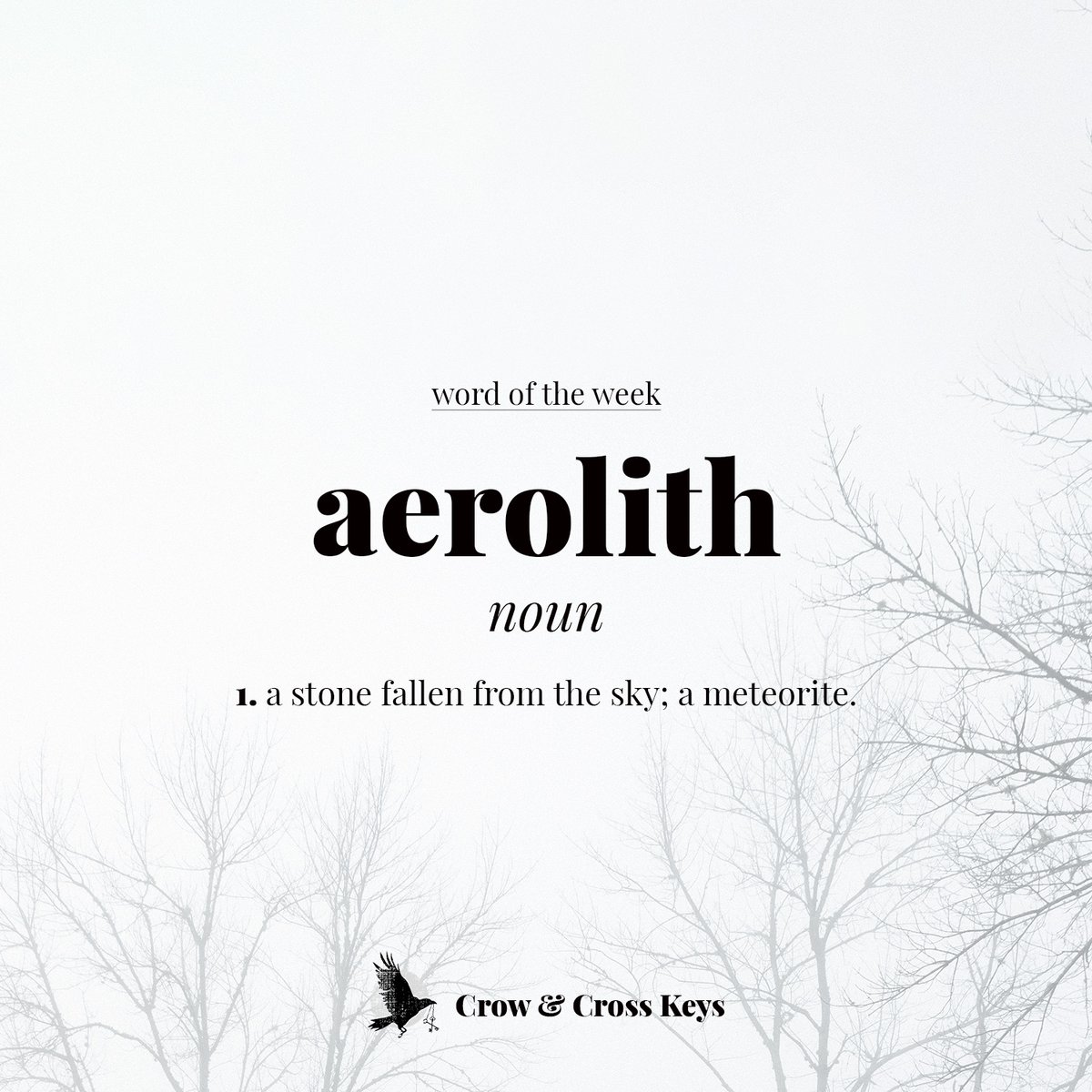CrowKeys's tweet photo. Did the #CCKWordOfTheWeek almost fall out of our heads this week? Possibly.
Fear not! We caught it.
We rather like this one. A whimsical word for a meteorite.
βοΈ https://t.co/rYKeV1hkV4