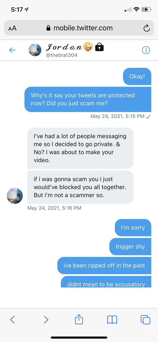 BuyingContent5's tweet photo. Imma just stop buying content all together, this shit is so fucking annoying. “But I’m not a scammer so...” proceeds to block me.. smh another one for you #buyingcontent #sellingcontent folk, this one isn’t trust worthy https://t.co/8nbhk8cpvO