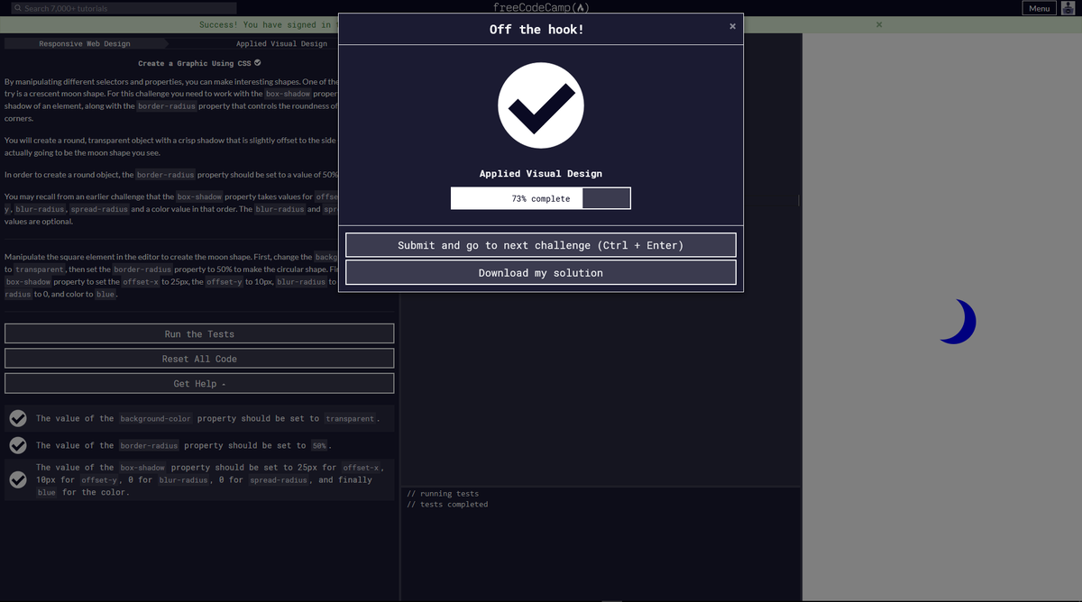 Ivan52966138's tweet photo. Day 98/100 #100DaysOfCode #javascript #coding #CodeNewbie #freeCodeCamp So today I continued with CSS practice and did some tasks here is my percentage for today and ill finish the lesson tomorrow its fun to see how all of that works and understand it. https://t.co/nIVw9h0Mwf