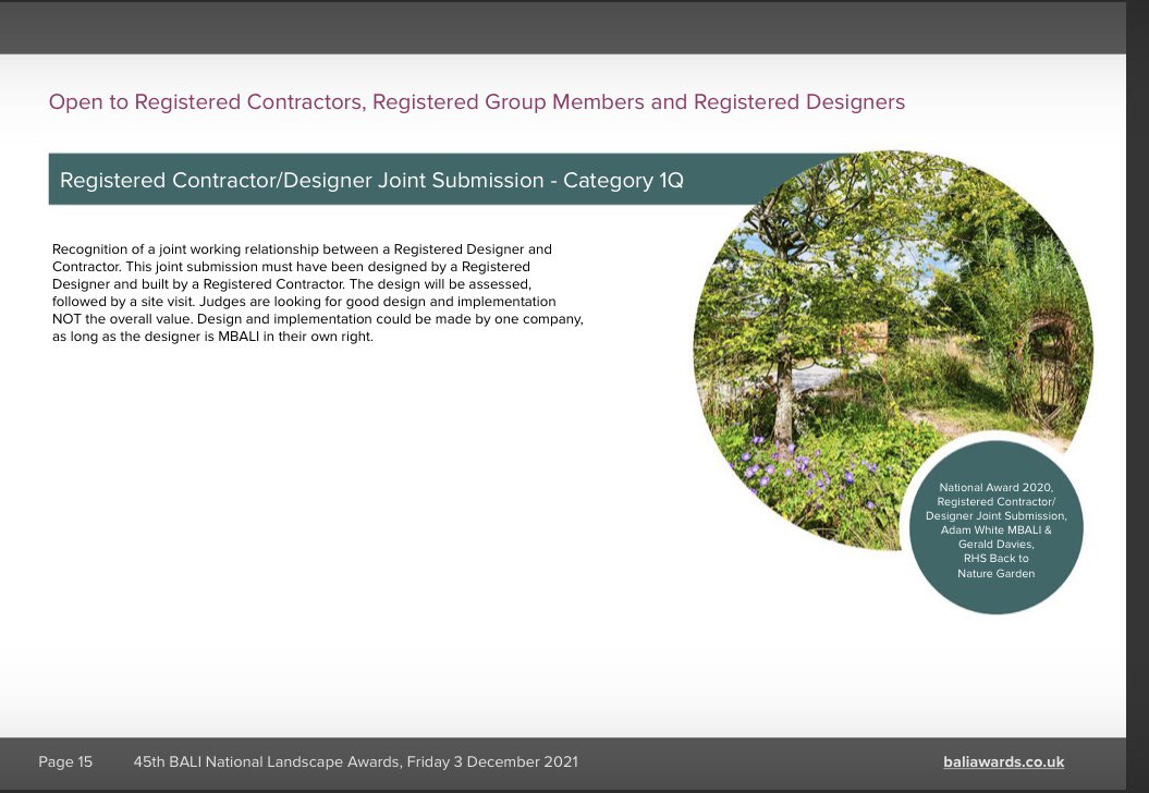 davies_white's tweet photo. Just wanted to say well done and thanks to the @BALI_Awards team. As a @BALI_Landscape Design Member I was really impressed the new online submission process. A special thanks goes to Emily at #BALILandscape who again has done a great job coordinating the entries 🙏 #GOLandscape https://t.co/WiZTnEEx04