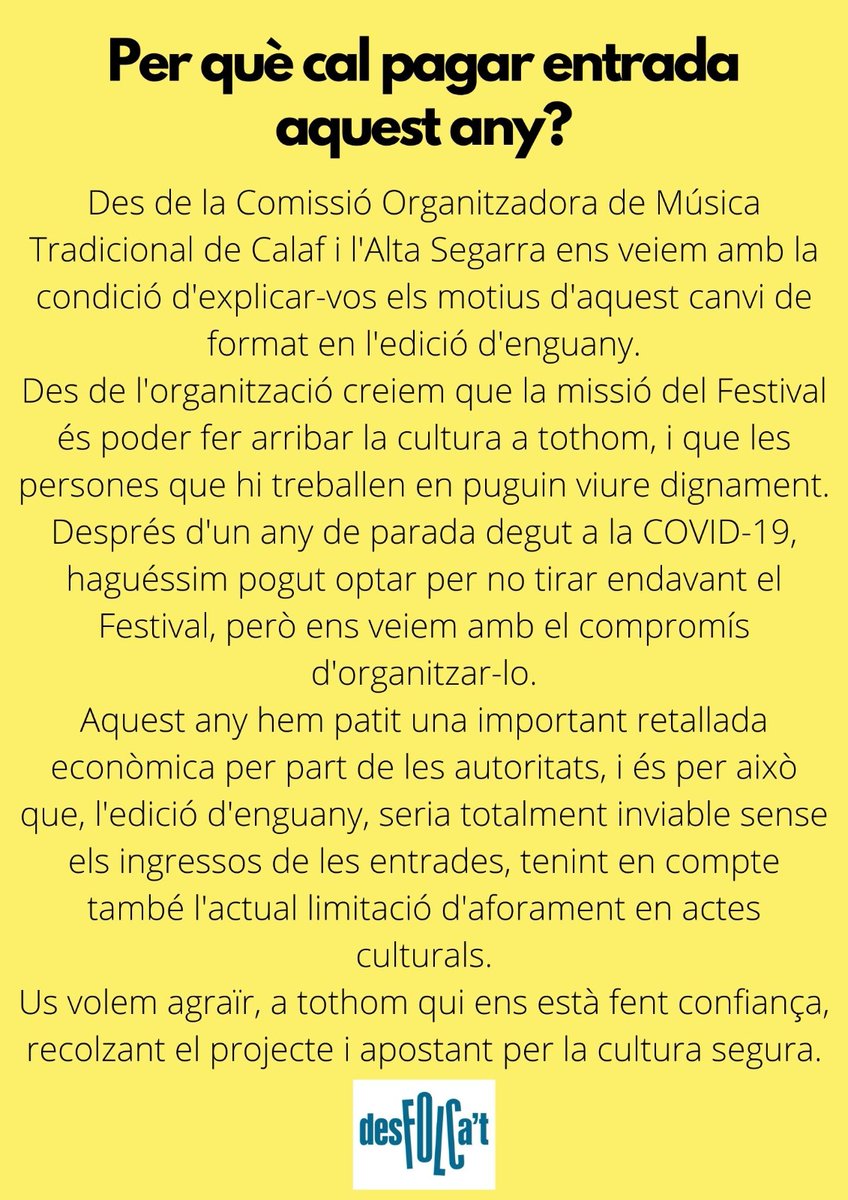 desfolcat's tweet photo. Us expliquem per què el desfolca't d'enguany serà de pagament. #desfolcat2021 https://t.co/97D1pVzsLv