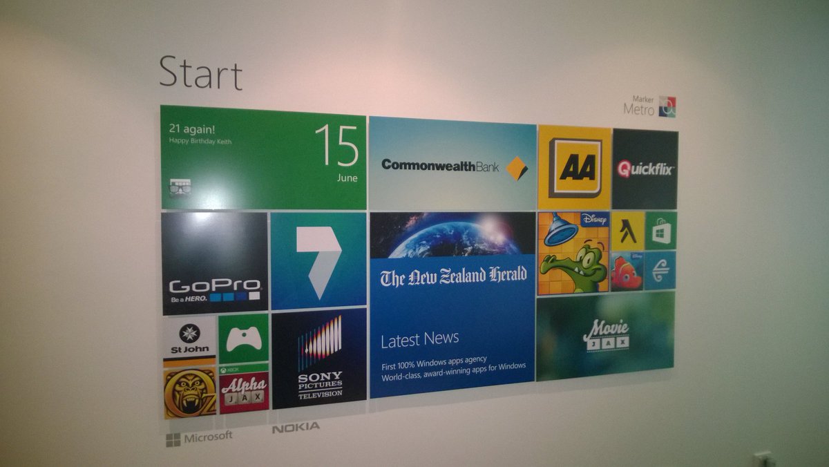 kpatton's tweet image. Office Wall from a few years back! #windowsapps