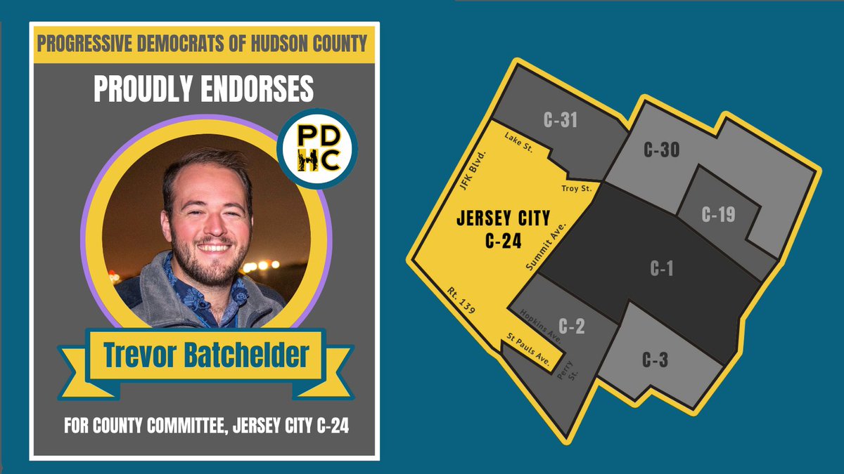 PDofHudsonCo's tweet photo. 🚨ENDORSEMENT ALERT🚨We are proud to officially ENDORSE Trevor Batchelder @Trevor4JCity for County Committee in Jersey City C-24. Trevor's priorities are to advocate progressive policies to make our community safer, healthier, and more affordable. #PDofHC #HudsonDemPrimary2021 https://t.co/Ydx1G4PP1X