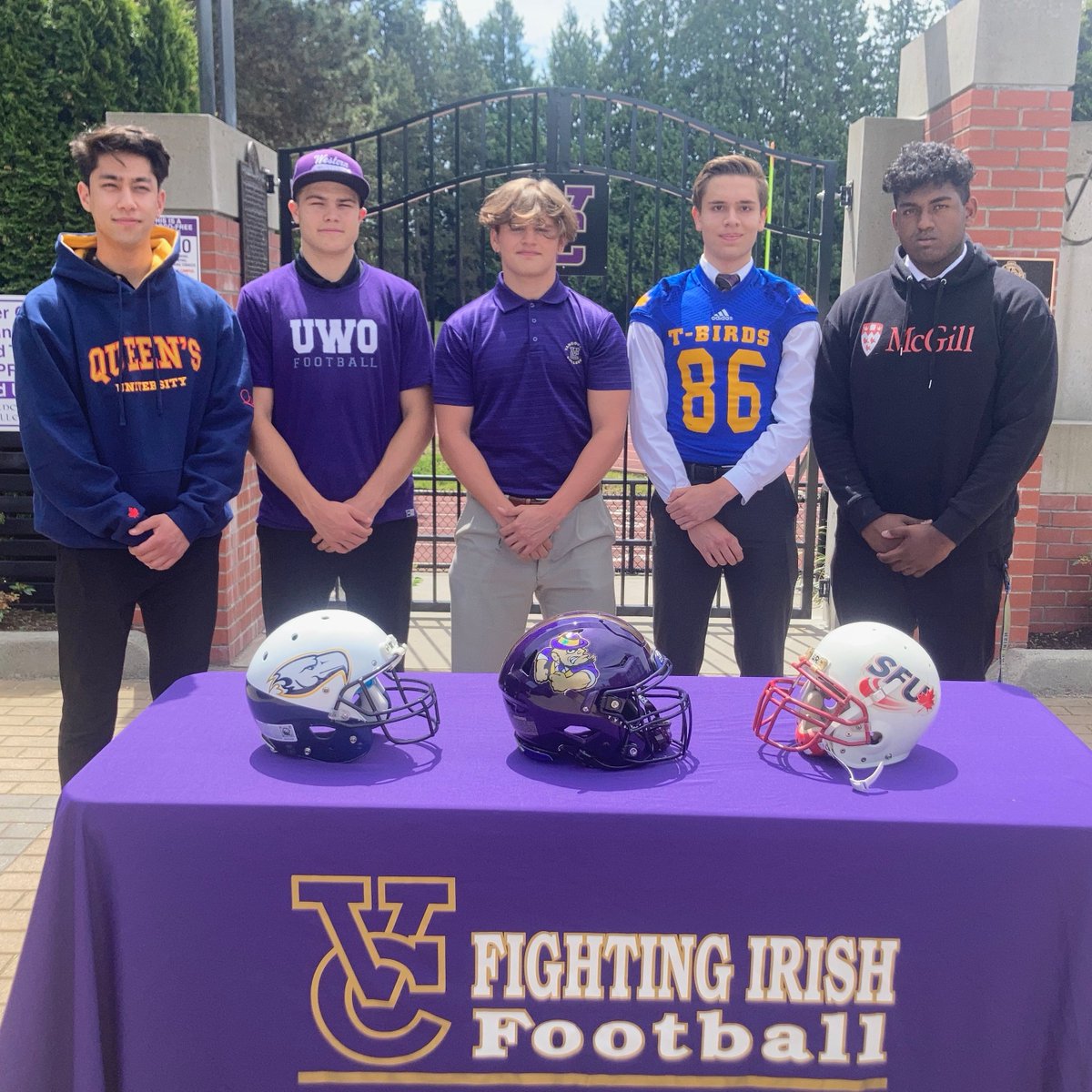 Today we celebrate our 5 graduating seniors: Jackson, Parsa, Colin, Ben &amp; Krish who will be continuing their football careers across the nation! <a href="/VanCollegeNews/">Vancouver College</a>