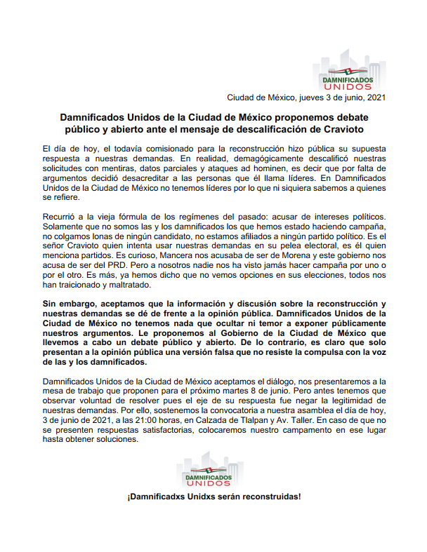 DUCDMX's tweet photo. @Comision_CDMX Aceptamos debatir frente a la opinión pública.

Esperamos a @craviotocesar a un debate público al que se ha negado desde julio de 2020. Que se transmita por @Capital_21 para mayor difusión. https://t.co/IuzMO3a8Zo