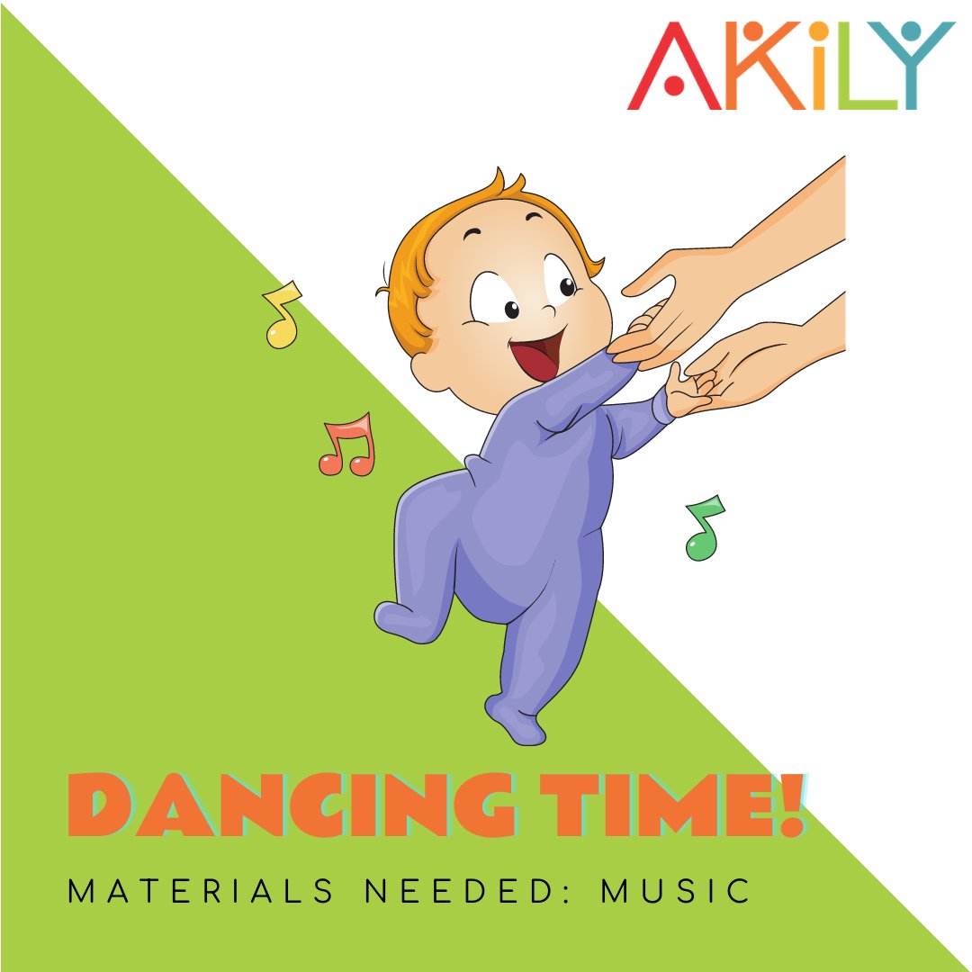 explore_akily's tweet photo. DANCE!
Put on one of your favorite songs and, while holding your baby securely to your chest, gently move around together along with the music.
This activity encourages an interest in music and strengthens bonding with the caregiver, which is important for emotional development. https://t.co/7gKp9viVb4
