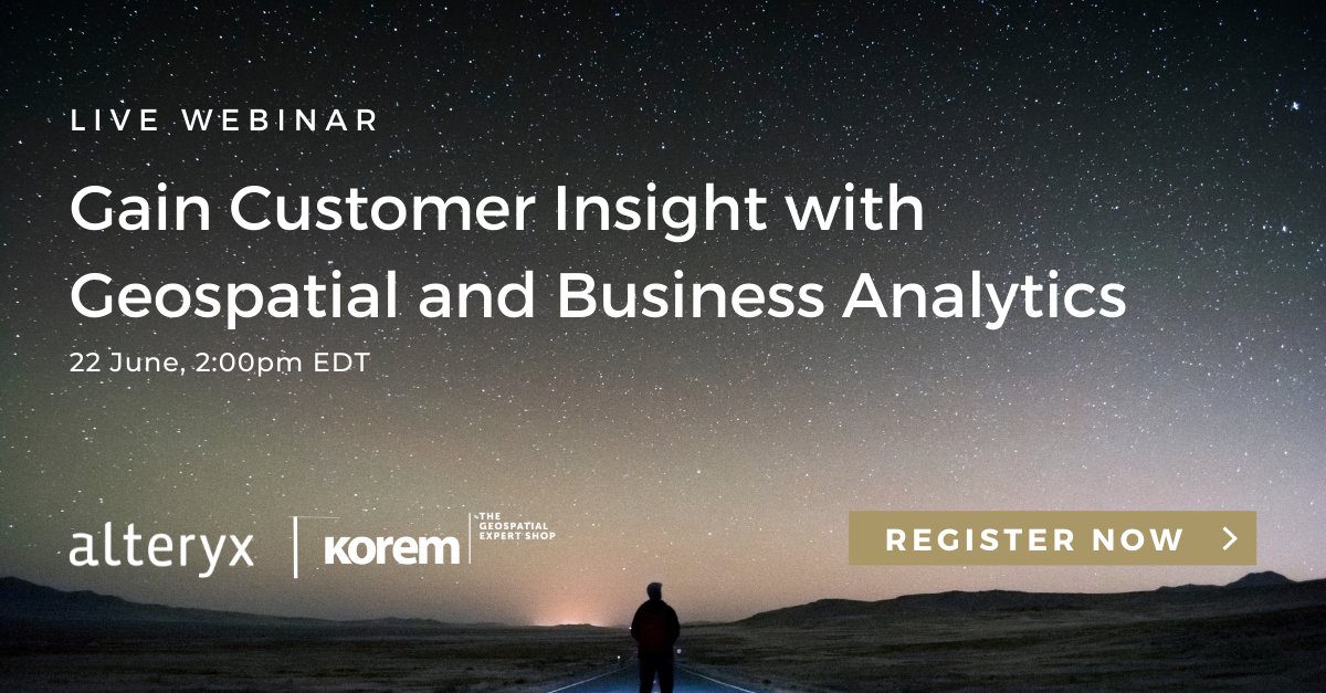 Alteryx_Gene's tweet photo. Geospatial data is complicated — unless you automate. Learn more from experts like @KoremGeospatial about #analytics for transactional data and location-based scenarios. Click here: https://t.co/msA1EUFAIq #AlteryxAnalytics #AutomatedAnalytics #DataScience https://t.co/e1HYXil5Ac