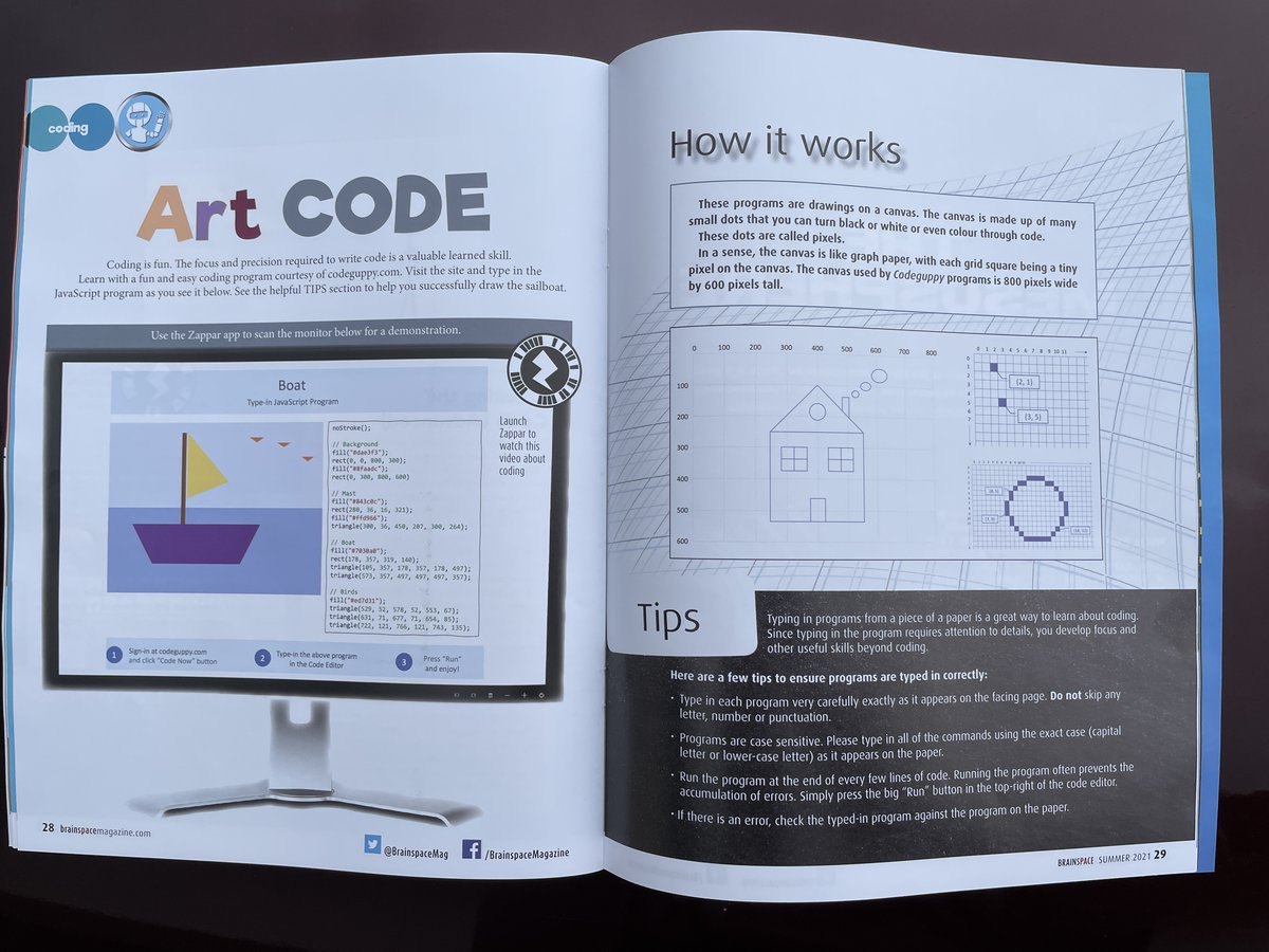 CodeGuppy's tweet image. 📬 Look what came in the mail

The fantastic educational magazine for kids @BrainspaceMag included an article with type-in program about codeguppy.com

We wish to all magazine readers: Happy Coding!

#cseducation #codingforkids #drawingwithcode #javascript