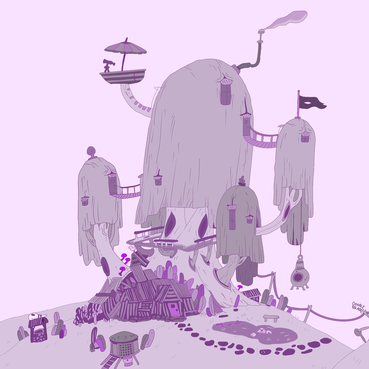 DOODLEBLADEZ's tweet photo. finn and jakes treehouse but if everything was purple idk why i made this #adventuretime #adventuretimetogetheragain #adventuretimefanart https://t.co/yWa4efaftK