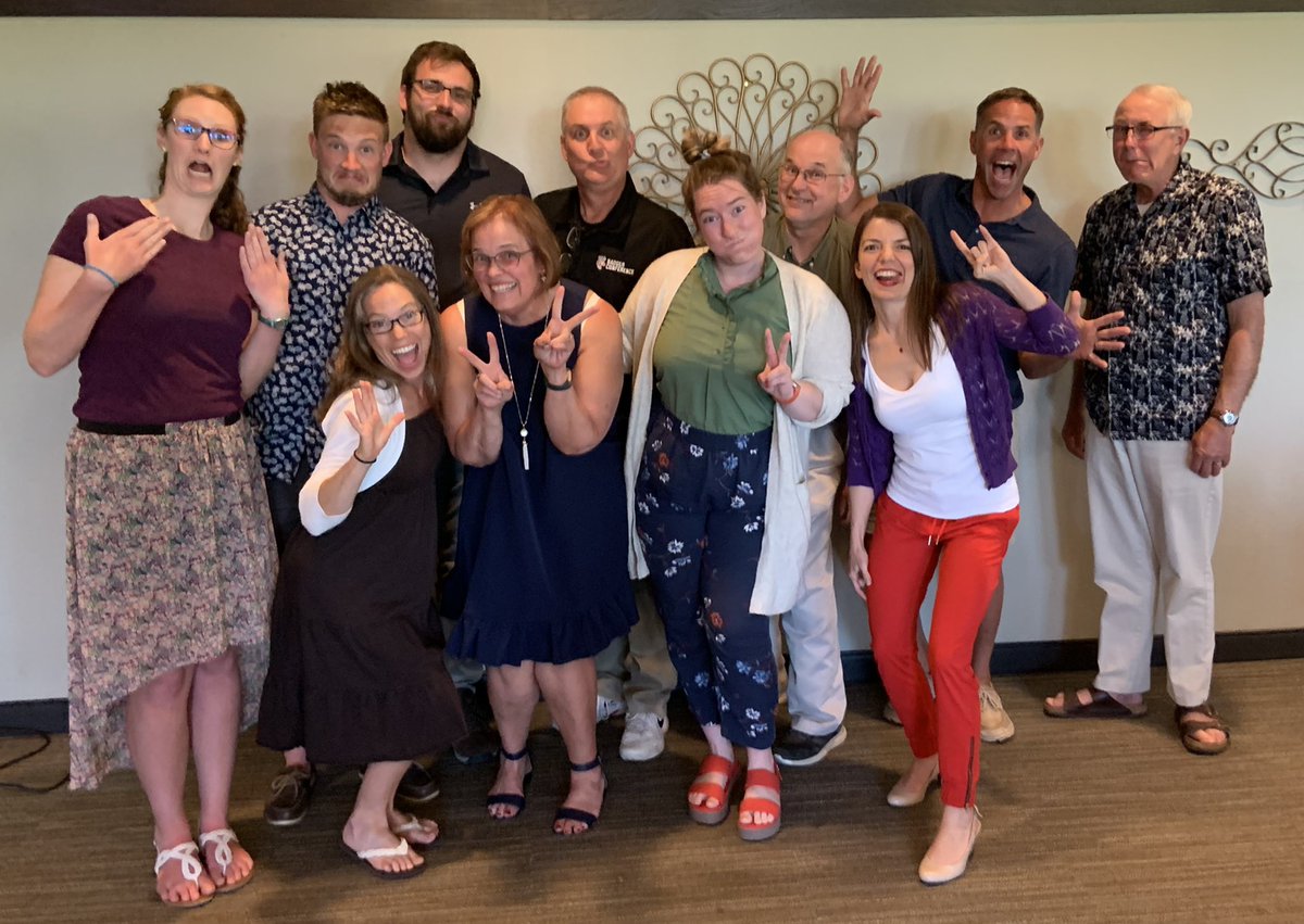 Current and past science colleagues at my retirement party. Thank you Larry, Andy, Sedate, and Joanne for planning the perfect celebration. @SedateKohler @Judgescience <a href="/jobrunett/">Joanne Brunett</a> <a href="/AndyGesteland/">Andy Gesteland</a> #ReedsburgPride #RAHSburg