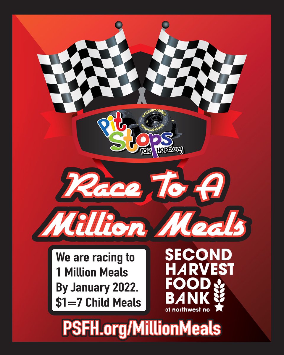 pitstopsforhope's tweet photo. Yesterday we announced the Million Meals initiative. Today we have 992,160 meals to go! What a first day! But we MUST keep the momentum rolling. Plz RT this post, ask your friends to donate $10 https://t.co/UysiO9yTkf 

100 RT’s, we give something away from Pit Road! https://t.co/0OjBs9QOY0