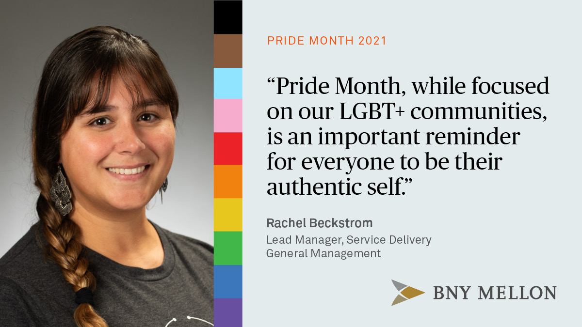 BNYglobal's tweet photo. Our own Rachel Beckstrom shares what #PrideMonth means to her. "It's an opportunity to use your voice and your actions to support and encourage those who identify as lesbian, gay, bi-sexual, transgender, questioning, queer, intersex, asexual or pansexual." https://t.co/CifbbO2Shv https://t.co/mHNTy97aOu