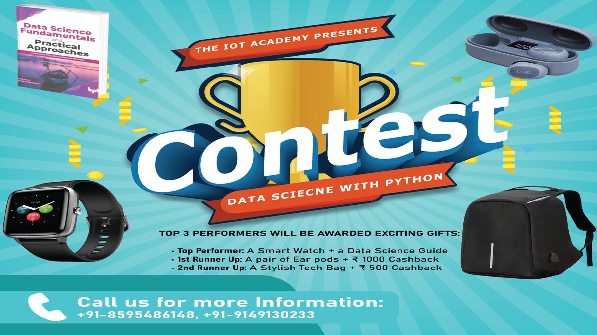 academyforiot's tweet photo. #TheIoTAcademy presents a Training Cum Internship Program on #DataScience with Python.
Links:
STEP 1: https://t.co/tOEvb3FnV1
STEP 2: https://t.co/8LS7iBuYMN
STEP 3: https://t.co/39L3t8GDiQ

#python #programming #pythonprogramming #datascienceusingpython #OnlineCourse #Contest https://t.co/5ZzLi33oCb
