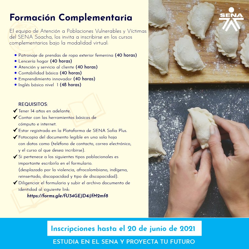 SENASoacha's tweet image. #FormaciónComplementaria | 👨👩 Conoce nuestra oferta y  diversidad de cursos cortos.
Llena el formulario y postúlate hasta el 20 de junio. #EstudiaEnElSENA
Inscríbete aquí: 👉 forms.gle/fU34GEJD4iJfH2…