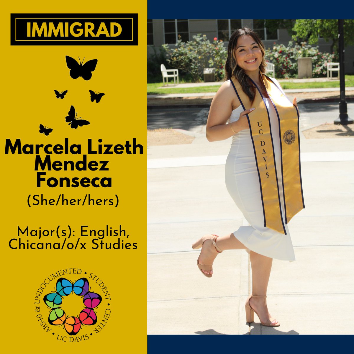 UCD540undoc's tweet photo. Congrats! 🦋👩🏾‍🎓👨🏾‍🎓
1. Marcela Lizeth Mendez Fonseca (She/her/hers)
Major(s): English, Chicana/o/x Studies 📚

2. Luis Hector Mendoza Muñoz (He/him/his) 
Major(s): Psychology, Spanish 👨🏾‍⚕️

#ImmiGrads20
#ImmiGrads21
#undocuaggies
#ucdavisgrads
#ucdavisaggies https://t.co/nhpZE8DgOb