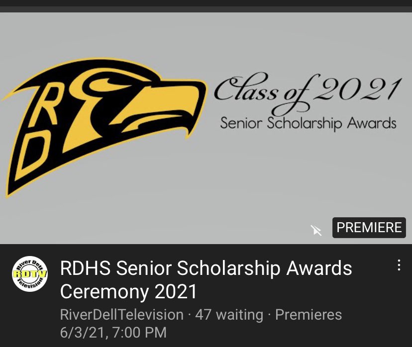 RiverDellTV's tweet photo. RDHS Senior Scholarship Awards Premiering NOW!!! @RiverDellHS @RiverDellHS @CouRageJD https://t.co/ZJptUAsXo1