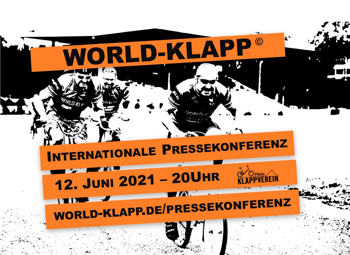 worldklapp's tweet photo. Internationale Pressekonferenz 12.6.2021
https://t.co/W9klz0dflu
#klapprad #worldklapp #pressekonferenz 
Die Vorbereitungen zum nächsten World-Klapp laufen auf Hochtouren. Die Rennleitung möchte vor der internationalen Weltpresse die Eckpunkte des Großereignisses bekanntgeben. https://t.co/35Gh62Zty3