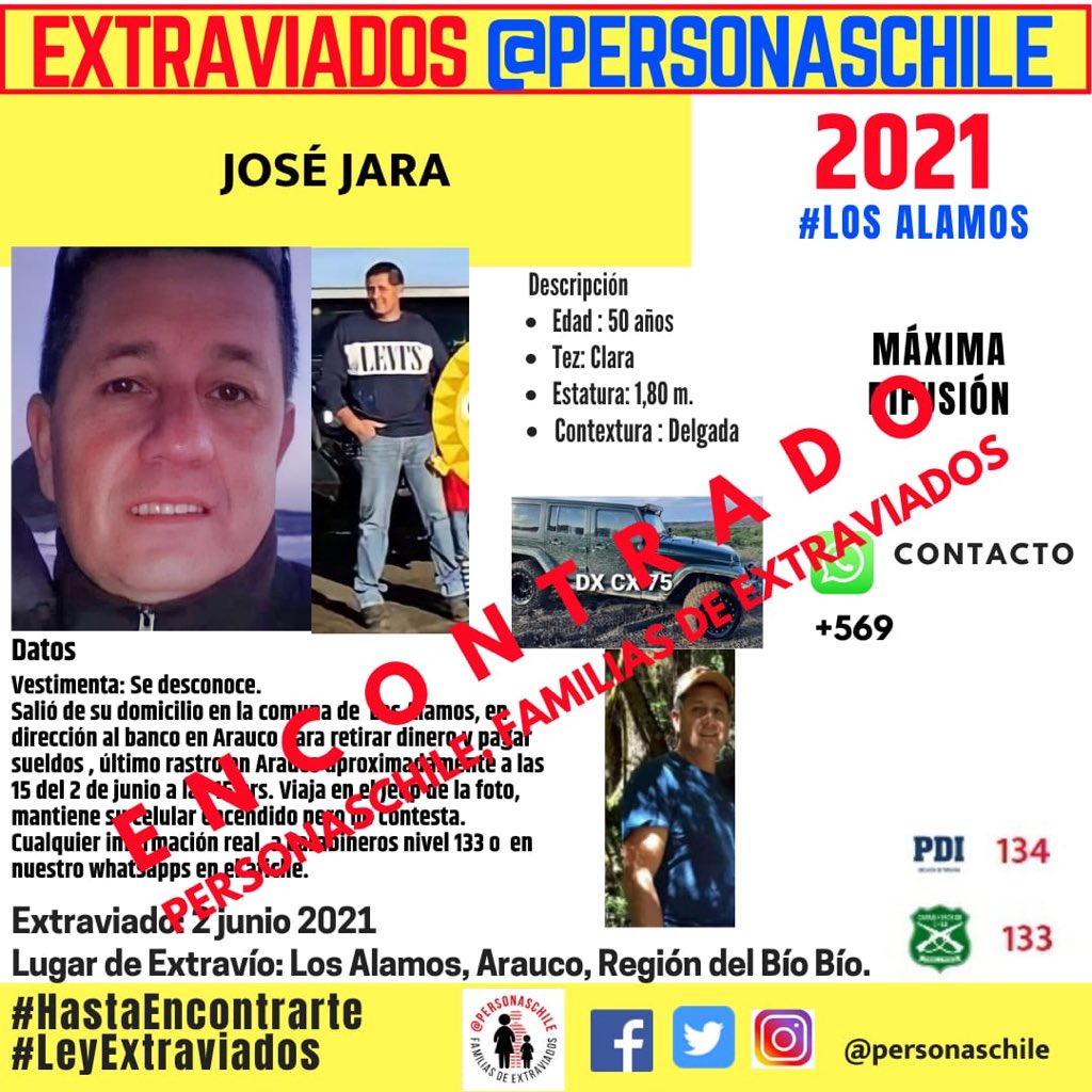 .📡Casos terminados en todo territorio nacional :
Familias Extraviados chile !
Juntos salvamos vidas.