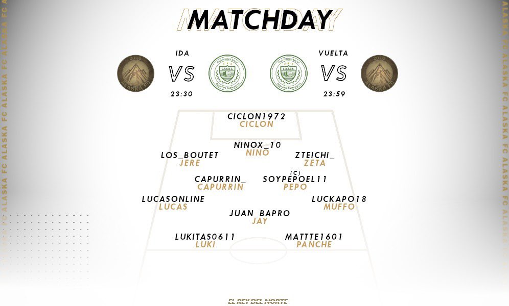 AlaskaFC_'s tweet image. 🗒| #MATCHDAY 

En busca de un lugar en la Segunda División de @IESAFIFAar, hoy nos jugamos el primer cruce del reducido. 

23:30 hs vs @CASDCeSports 
23:59 hs vs @CASDCeSports 

#ElReyDelNorte ❄️