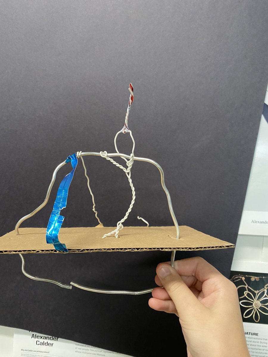 WIRE! Carney students making wonderful Wire Sculptures inspired by Calder. Virtual students finding fun with bread ties, paper clips, hangers and wire recycled from old face masks. I am inspired by their creativity and ingenuity <a href="/CarneyElem/">Carney Elementary</a> <a href="/BCPS_SPrice2/">Stephen Price</a>