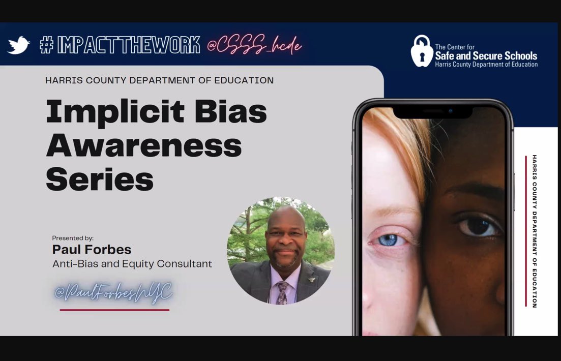 PaulForbesNYC's tweet image. This week I started another Implicit Bias Awareness series with @CSSS_hcde &amp;amp; @HCDEtx  Thanks to the participants from @DISDBroncoPride @AustinISD @TexarkanaISD

Thanks @TheMsJYAndrews &amp;amp; @NickersonCierra for creating the space. 👏🏾👏🏾

cc: @saralsexton @cjlala @TravisOYoung