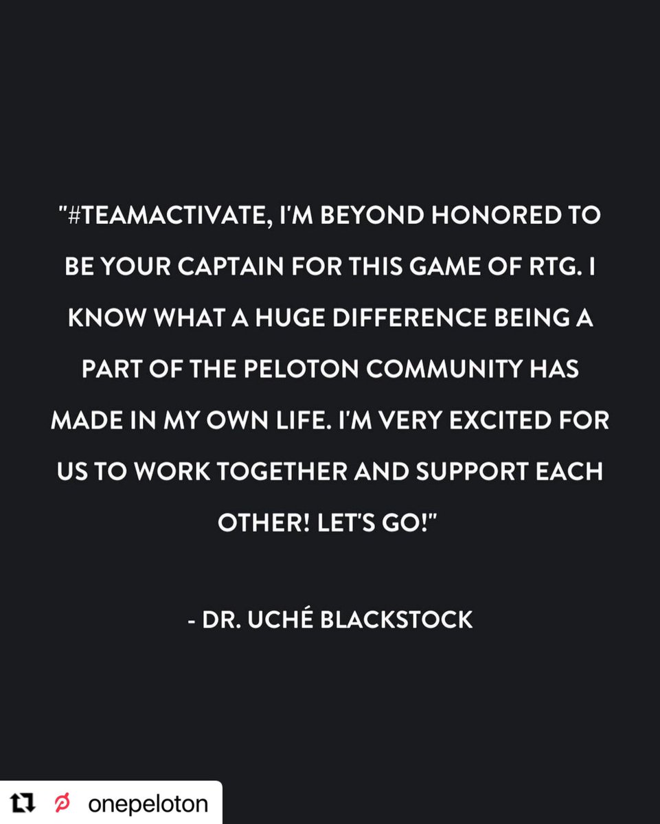 uche_blackstock's tweet photo. Ok, @onepeloton lovers, I’m excited and honored to announce that I’ll be the #TeamActivate captain for the next round of @alextoussaint25’s Ride to Greatness starting this Saturday at 1:30pm EST!

Let’s go!!!🙌🏿🙌🏿 https://t.co/UoNT7pyRDV