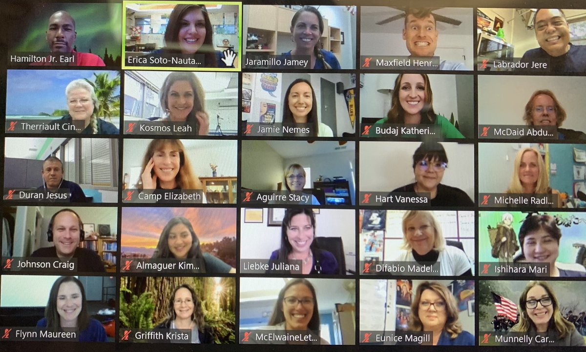 NautaSoto's tweet photo. Here’s a snapshot of De Portola’s fabulous educators and staff that have been working towards anti-racism and equity throughout the year! Your smiles and hearts that welcome our students each day will change their world! @YouthSdusd #SDUSD #moretodo #DPStrong https://t.co/fdNGPrBK3y