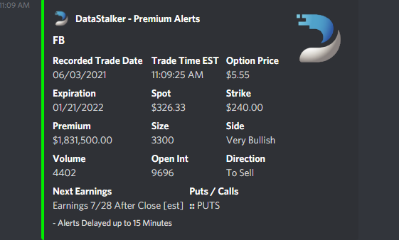 OptionHuntersAI's tweet photo. Here is some #UnusualActivity #OptionsFlow we are tracking to learn more join our free discord today! #data https://t.co/GqVZ4AojWb