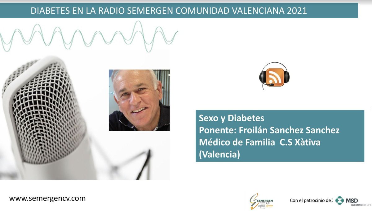 SEMERGEN_CV's tweet photo. Iniciativa #reconectaDM2 #DiabetesEnLaRadio
🆓Hoy 🎙Dr. Froilán Sánchez @DrFroilanSS  nos habla de Sexo y Diabetes
🎧 https://t.co/p1FTRXMElz https://t.co/NWHlOwBj4A