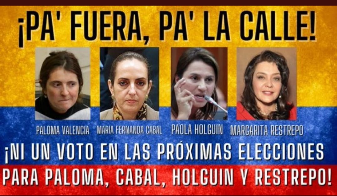 SoyAntiuribista's tweet photo. Ni un voto para estas enemigas del pueblo. https://t.co/cQ9RW813zQ