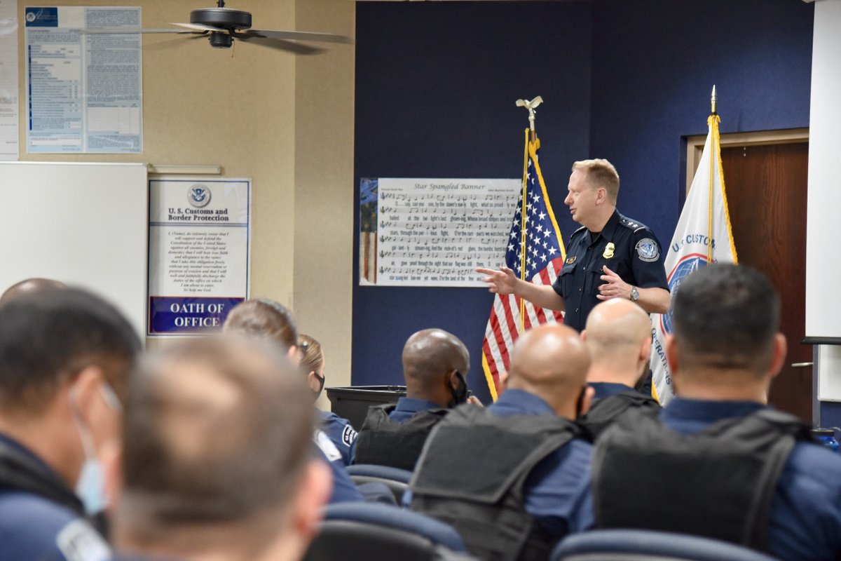 .<a href="/CBP/">CBP</a> Office of Intl Affairs (INA) Deputy Assistant Commissioner Clint Lamm discussed INA's mission &amp; CBP's international work with global partners to secure trade/travel with CBP <a href="/OFOAcademyDir/">Field Operations Academy Exective Director DeBlock</a> Classes 561 (Day 4) &amp; 550 (Day 44), taking place <a href="/FLETC/">FLETC</a> in Brunswick GA.