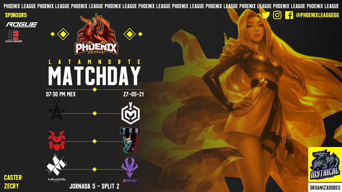#wildrift | Matchday

HOY SE JUEGA PHOENIX LEAGUE

Region LAN - Jornada 5 - Split 2
📆| Hoy jueves 27 de mayo
⏰| 7:30PM 🇲🇽
🎙️| ZecRy <a href="/ZecRy_/">ZecRy</a> 
📺| twitch.tv/zecry_

#WeAreOnFire🔥 

#wildriftlatam  #lolcitosalvaje  #wildriftesports