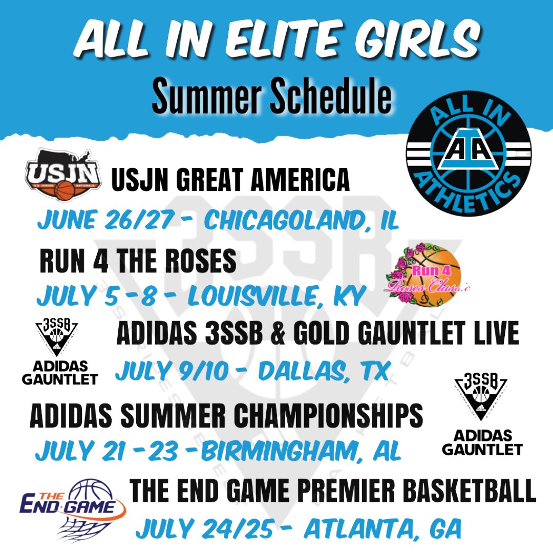 🏀 COLLEGE COACHES: Here is our #ALLIN Elite Girls Schedule for the summer season‼️We hope to see you there 👀
