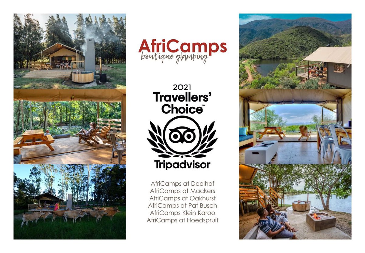 Thrilled to be on this list of top six 2021 Travellers’ Choice awards  <a href="/AfriCamps_SA/">AfriCamps</a> <a href="/PatBuschReserve/">Pat Busch Reserve</a>. Thanks for all the reviews and glamping love 💛
