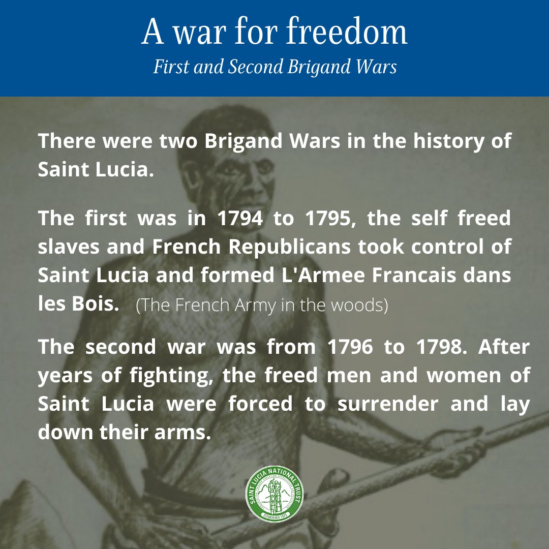 NationalTrustLC's tweet photo. Did you know that Saint Lucia had 2 wars for freedom?
Comment down below if you would like more in depth information on St. Lucian freedom fighters.
.
.
.
.
.
#freedomfighter #stlucia #heritage #caribbean https://t.co/LOh8aHCkRX